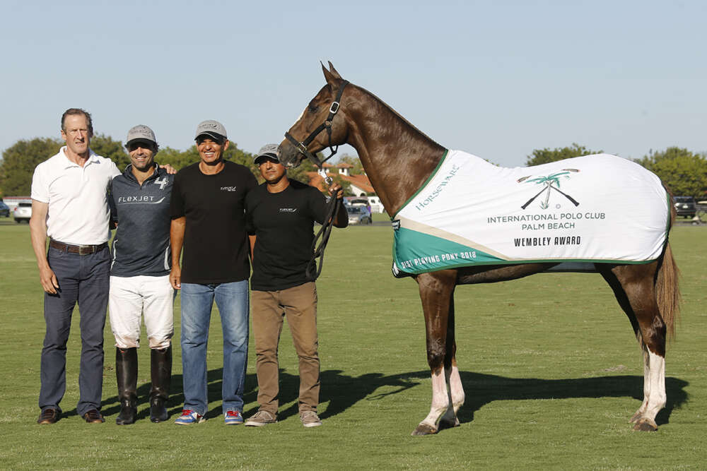 International Polo Club Wembley Award: Sultan, played and owned by Rodrigo De Andrade, pictured with USPA Secretary Stewart Armstrong. 