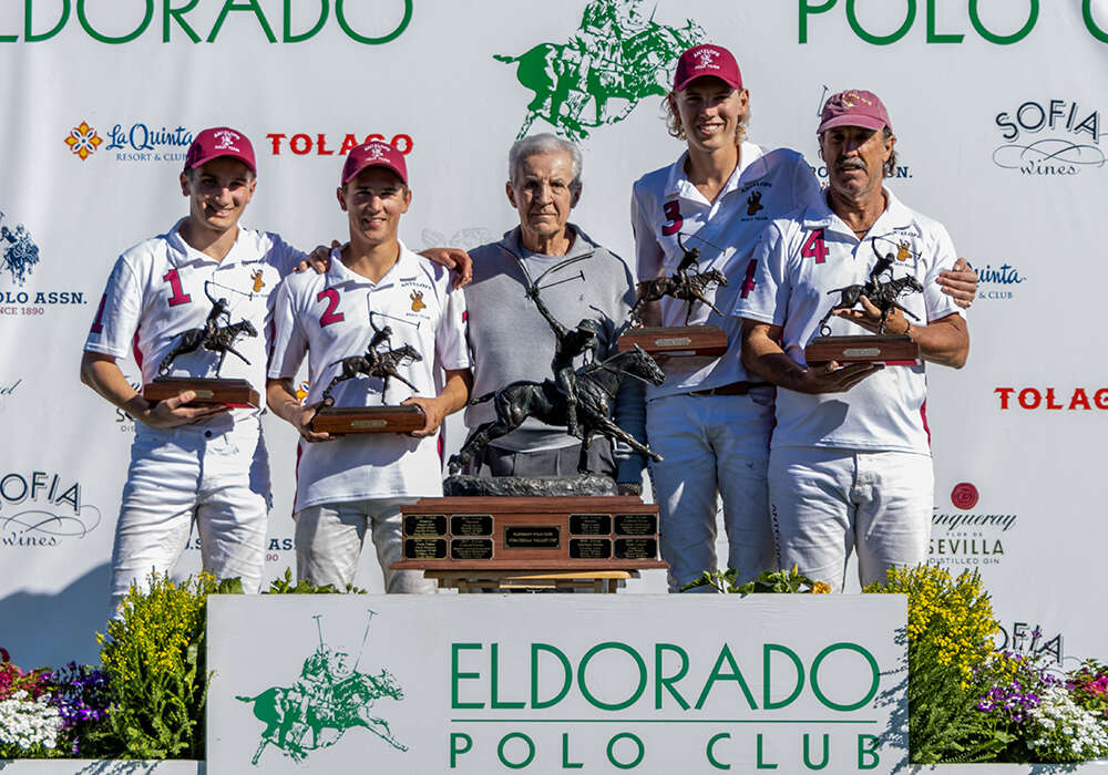 2022 Pacific Coast Circuit Officers Cup A-Flight Champions: Antelope - Grant Palmer, Ian Schnoebelen, Bayne Bossom and Santiago Trotz. Presented by Mike Ward. ©Kerri Kerley