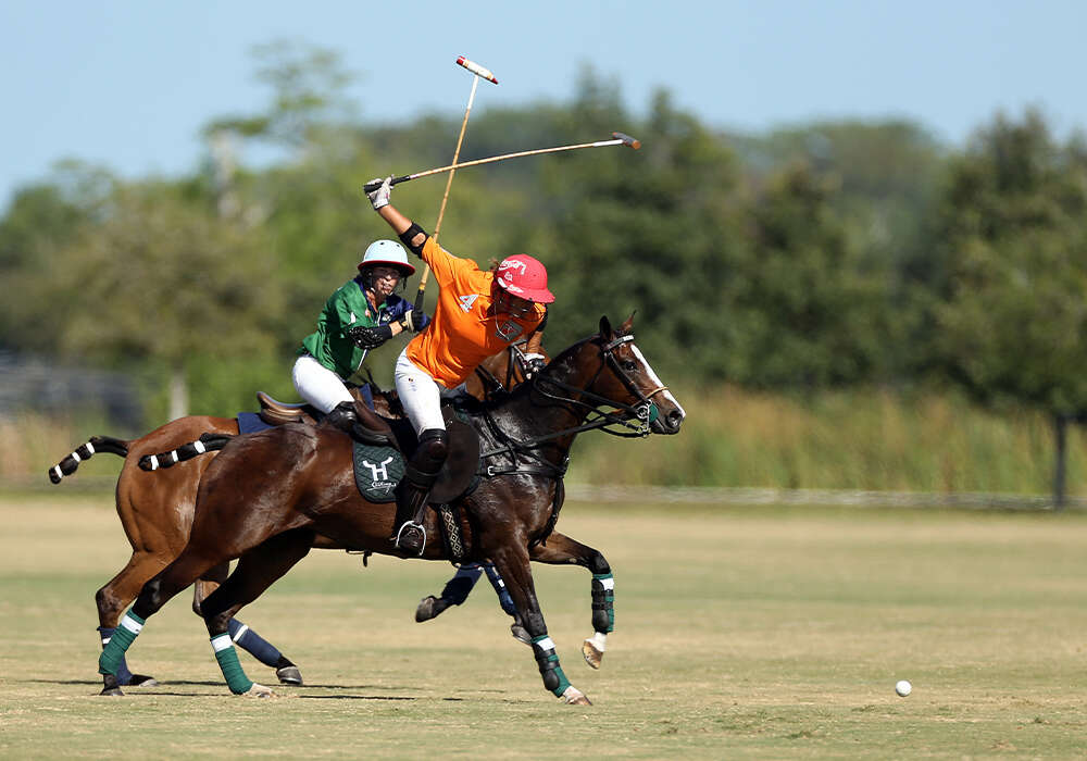 Cowdray Vikings' Gillian Johnston competing in the U.S. Open Women's Polo Championship®.