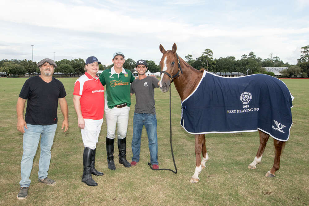 Matt Coppola's Lavinia Veleta was awarded Professional Best Playing Pony. (L to R) Gerardo, Brooks Ballard, Matt Coppola, and Federico Rodriguez.