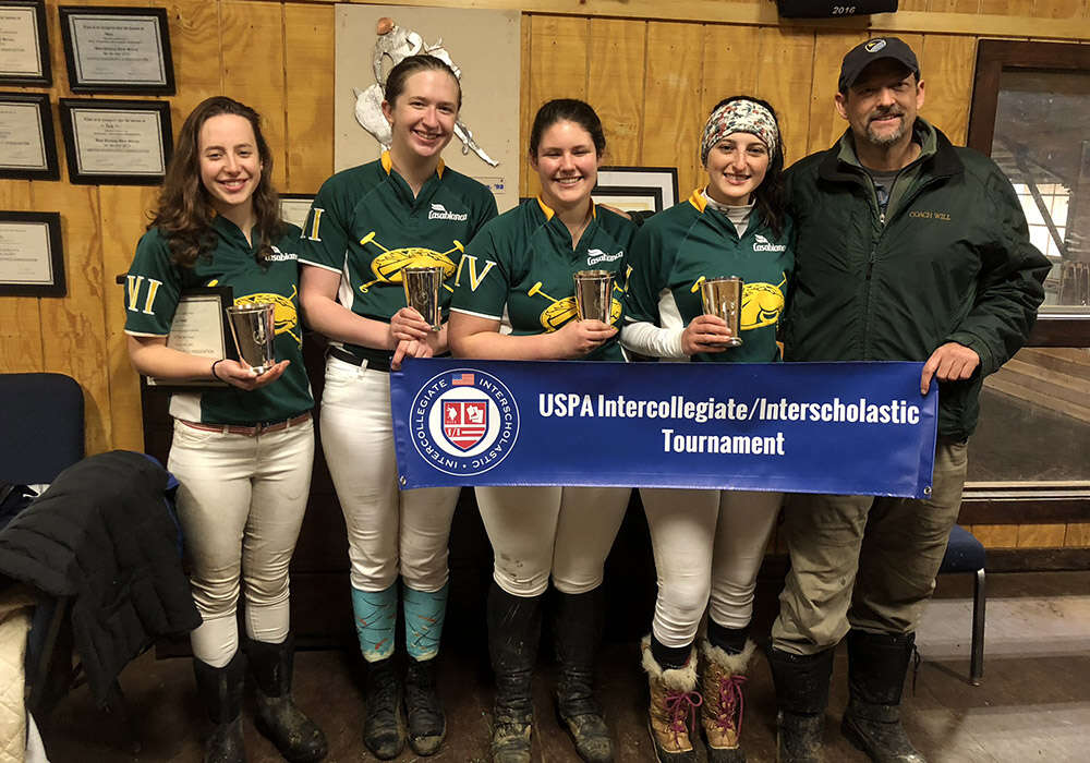 (L to R): Ruth Witmer, Robyn Stix, Daisy Culkins, Rafaela Iturralde, and Coach Will Orthwein.