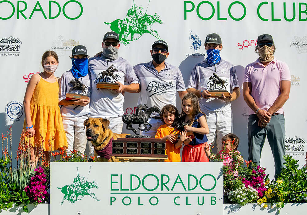 Pacific Coast Circuit Constitution Cup B-Flight Champions: B League - Quinn Kyle, Virgil Kyle, Pelon Escapite, Alejandro Gonzalez. Presented by Frederick Mannix and pictured with Ella Kyle.