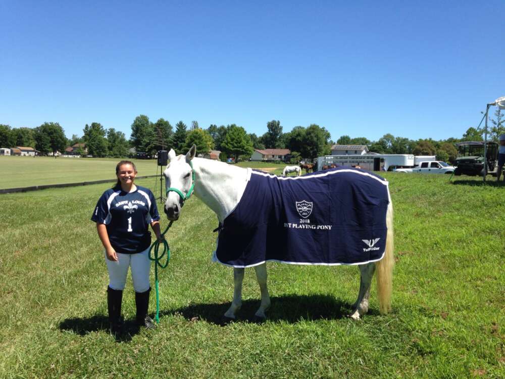 St. Louis Polo Club Best Playing Pony Sopressa, pictured with Josie Gallegos. 