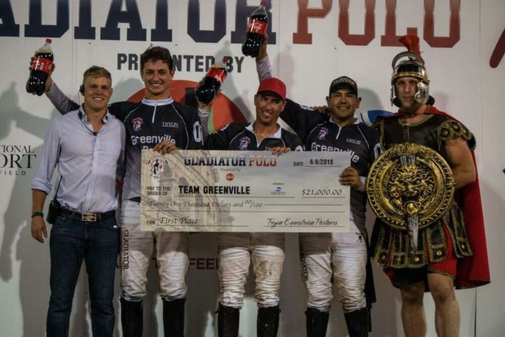 Team Greenville sponsored by GSP in their presentation ceremony with Gates Gridley, Gladiator Polo™ Manager. 