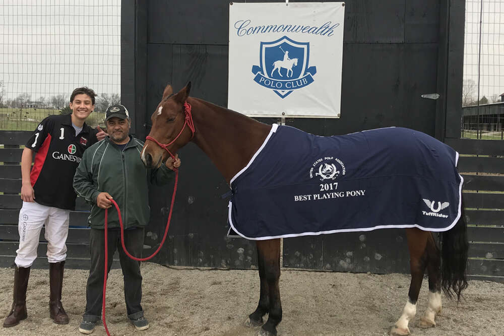 Best Playing Pony Burbuja, pictured with Henry Beck and Luis Irribaren.